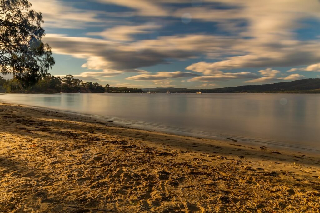 australia, tasmania, coastal, beach, sky, sea, nature, evening