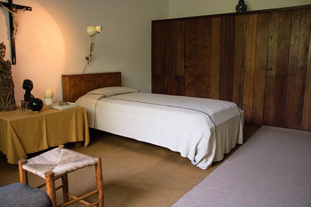 Simple quiet guesthouse room interior in rural Kenya