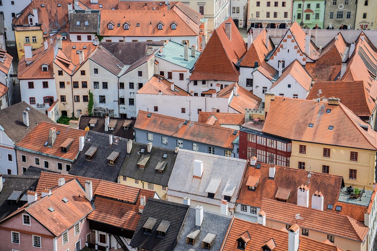 czech republic, cesky krumlov, bohemia, south bohemia, houses, historic centre, europe, sudetenland, tourism, urban, city, če
