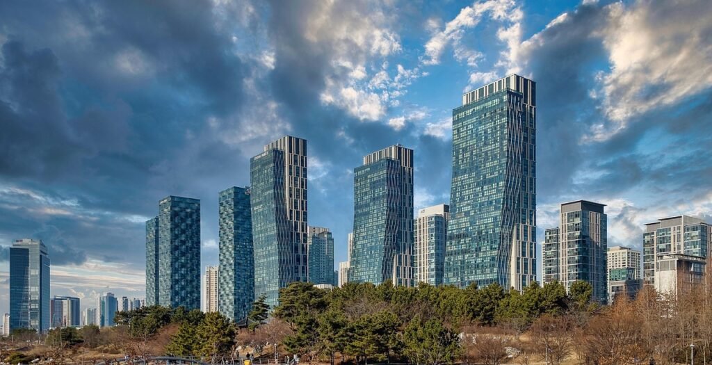 buildings, skyscrapers, urban, skyline, city, south korea, songdo, incheon, south korea, songdo, songdo, incheon, incheon, in
