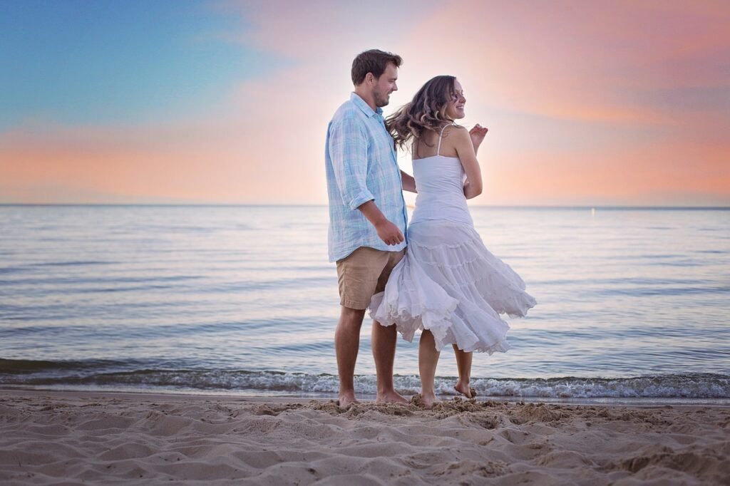 beach, walking, walk, stroll, sunset, love, couple, loving, romantic, happy, in love, romance, nature, relationship, happyval