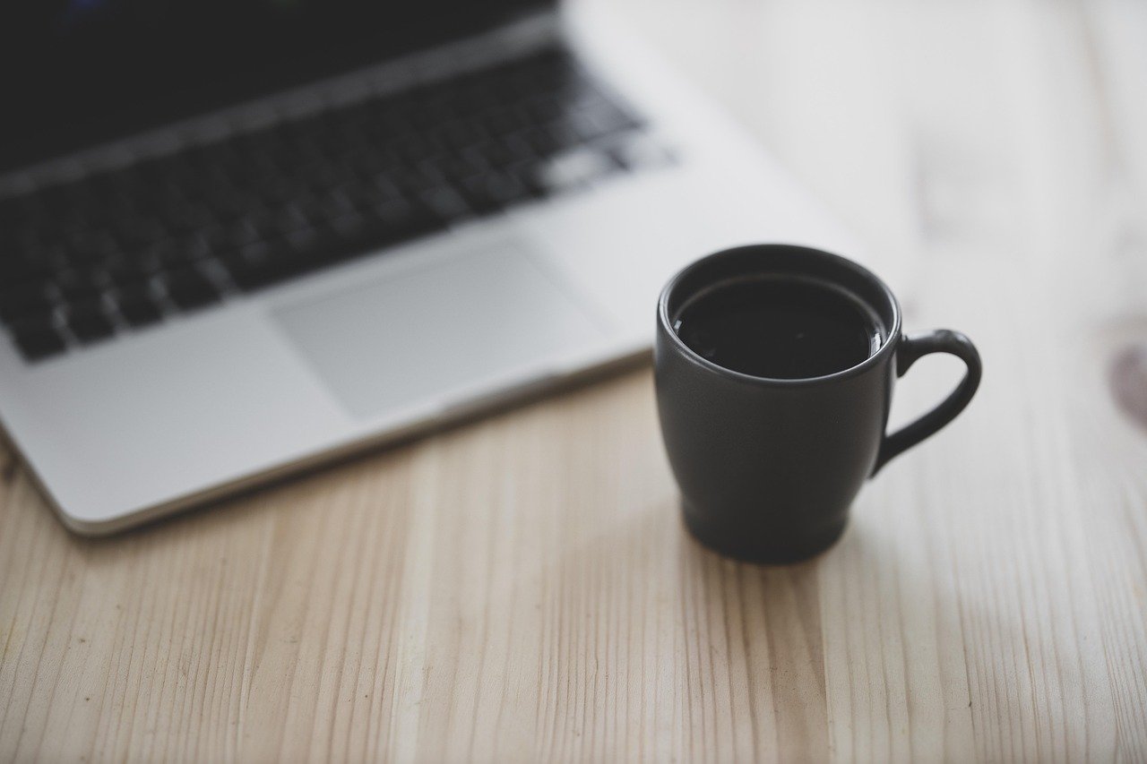 coffee, coffee cup, laptop, work, computer, technology, table, keyboard, cafe, cup, modern, caffeine, drink, morning, espress