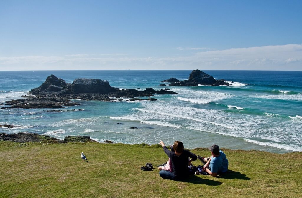 coastal, family, resting, nature, relaxation, view, sea