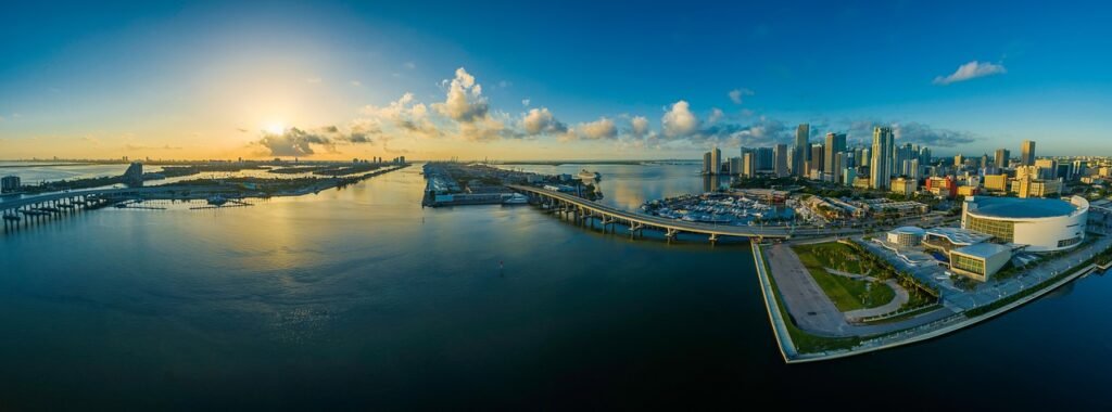 panorama, miami, city, skyline, buildings, structures, nature, infrastructures, cityscape, panoramic, waterfront, florida, wa