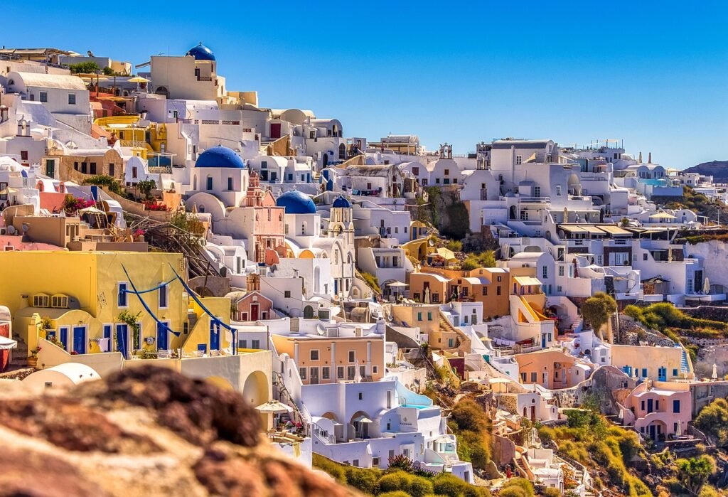 santorini, town, buildings, houses, architecture, village, greek, island, urban, city, greece, tourism, europe, scenic, santo