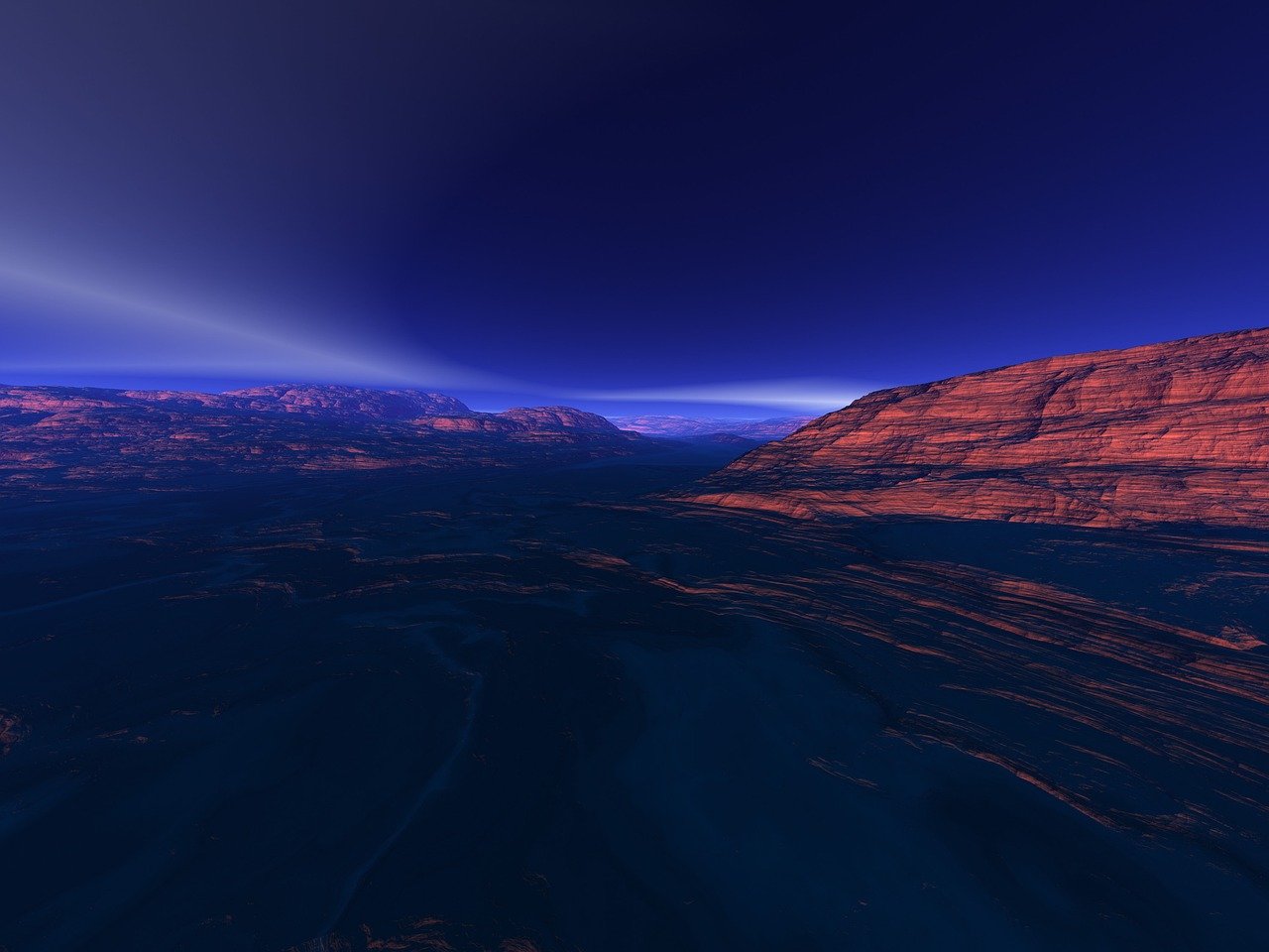 outdoors, sunset, sky, travel, landscape, rift valley, africa, computer generated, 3d, virtual, horizon, scenic, mountain, hi