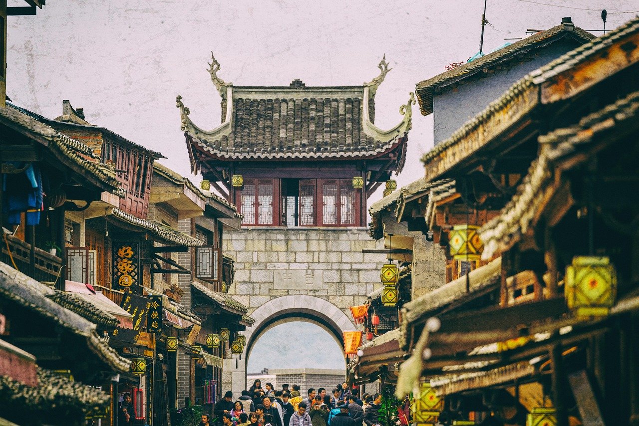 china, city gate, ancient town, street, lantern, ancient, china, china, china, china, china