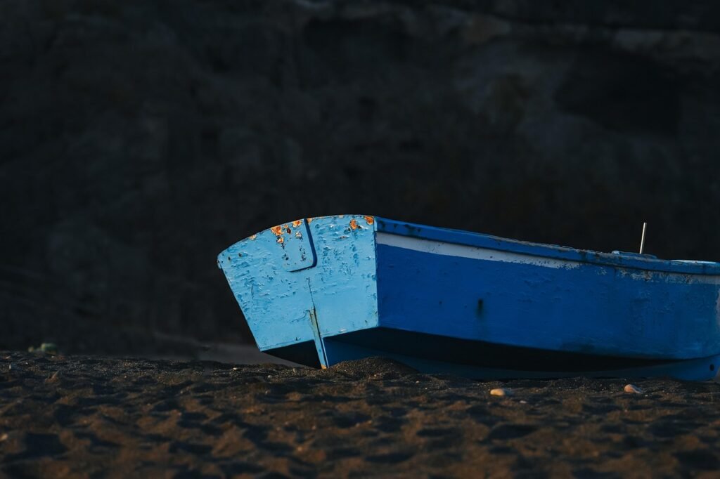 boat, nature, beach, fishing boat, stranded, sand, sunset