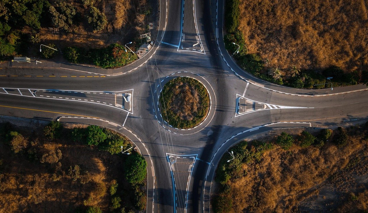 aerial view roundabout, roundabout, street, road, intersection, circle, round, concentric, intersection, intersection, inters