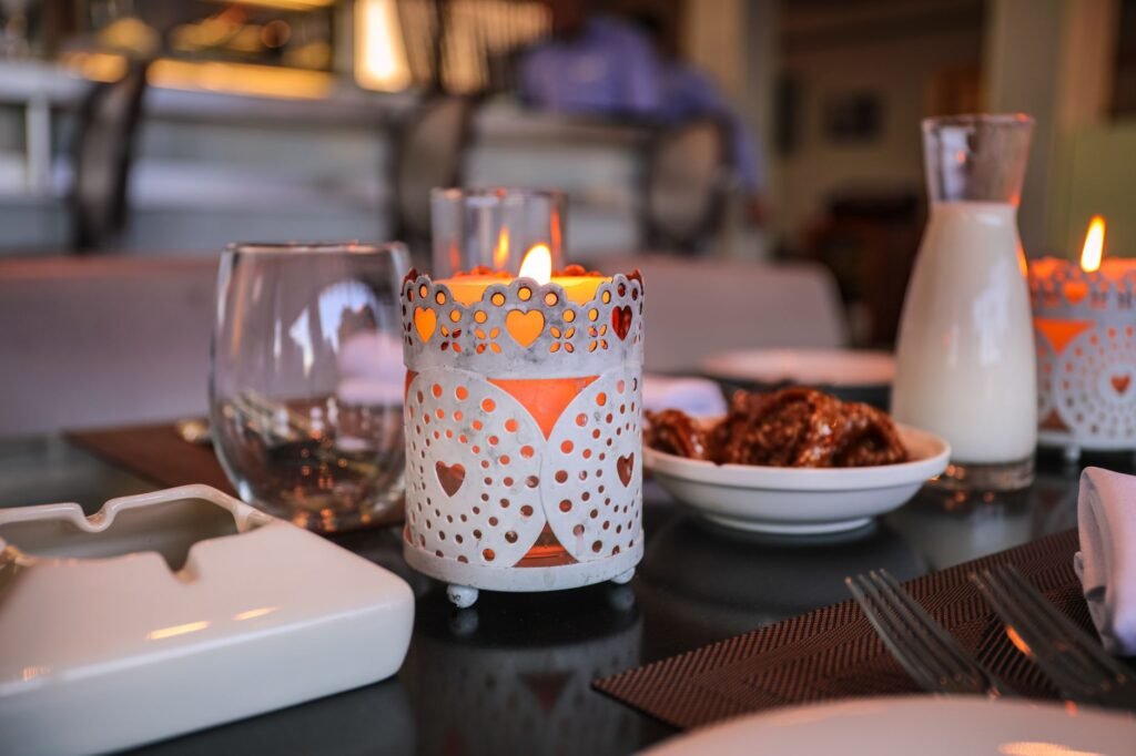 Visitor planning an evening arrangement at a quiet hotel restaurant