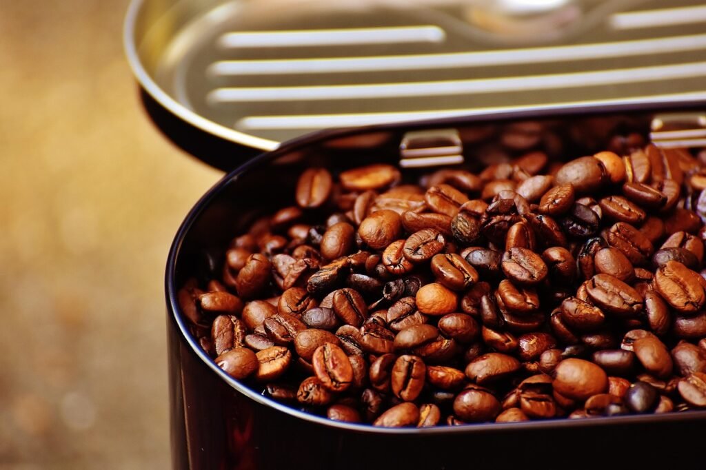 coffee can, coffee, coffee beans, coffee shop, roasted, caffeine, brown, aroma, beans, coffee roasting, aromatic, enjoyment,