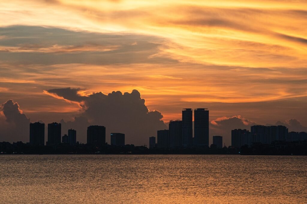 lake, wallpaper 4k, wallpaper hd, skyline, sunset, laptop wallpaper, sky background, desktop backgrounds, city, hd wallpaper,