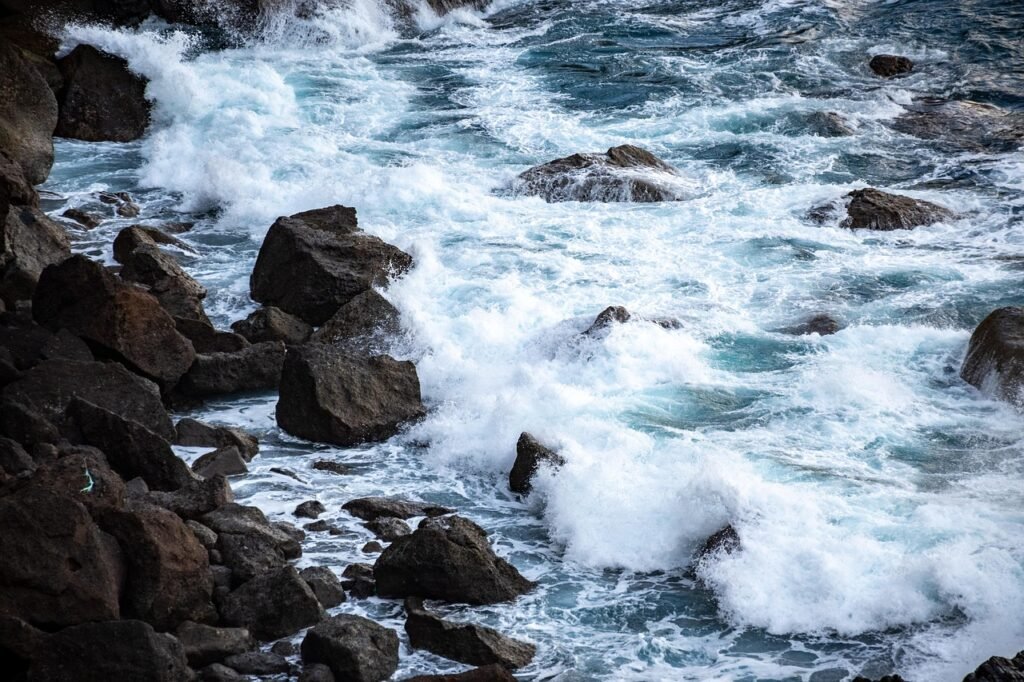 sea, stones, water, coast, bay, ocean, nature, waves, rocks