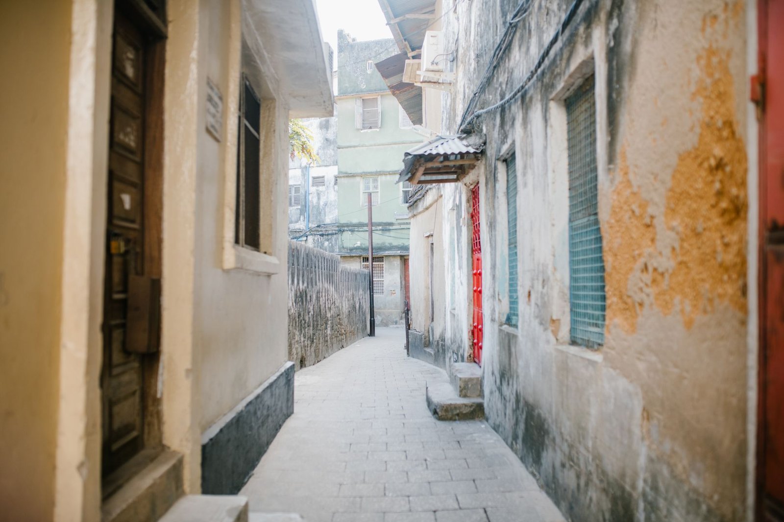 Street in Mombasa's historic old town in Mvita, Kenya, in late afternoon light