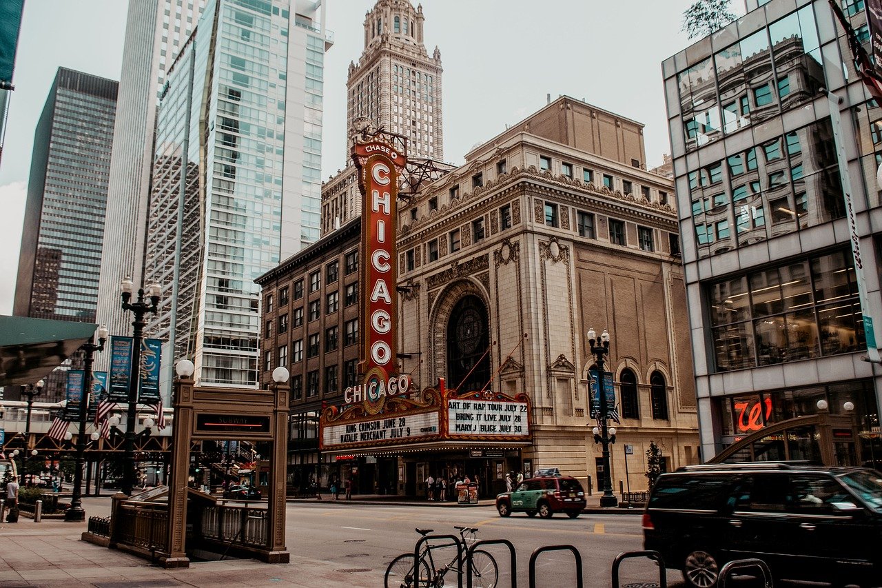chicago, usa, building, skyscraper, architecture, cityscape, illinois, america, city, downtown, road, skyline, urban, to trav