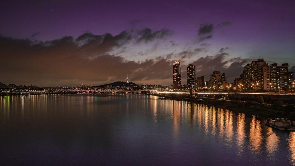 night view, seoul, korea, han river, night, light, bridge, seoul night view, street lamp, night sky, nature, in the evening,