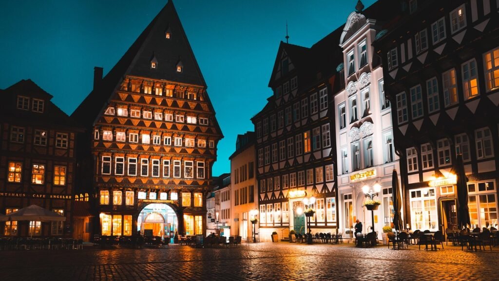 hildesheim, night, city, germany, street, lights, square, houses, buildings, town, germany, germany, germany, germany, german