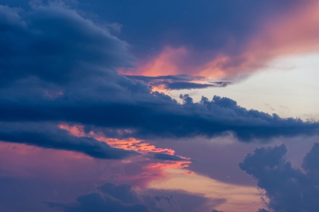 clouds, sky, sunset, colorful landscape, twilight, storm, rain, darkness, dawn, drama, contrast, storm clouds, evening sky, l