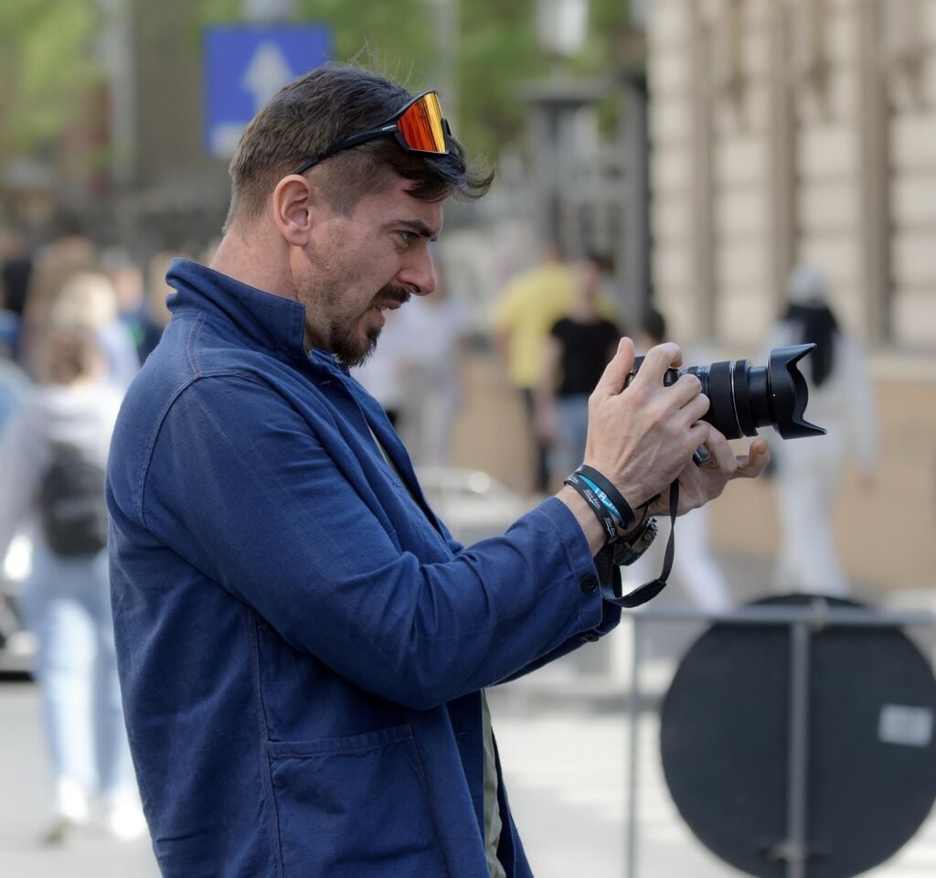 man, photographer, taking pictures, casual, digital camera, street, interests, lifestyle, outdoors, city, urban