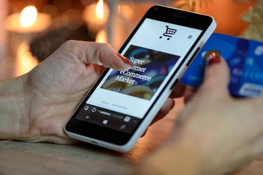 holiday shopping, smartphone, telephone, woman, hand, modern, app, apple, business, prestige, internet, store, online, e-shop