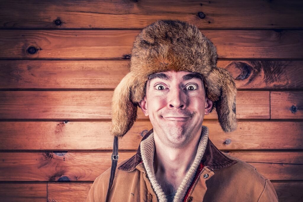 hat, fashion, style, happy, man, hipster, adult, vintage, redneck, model, funny, portrait, cold, winter, fur, wood, crazy, ba