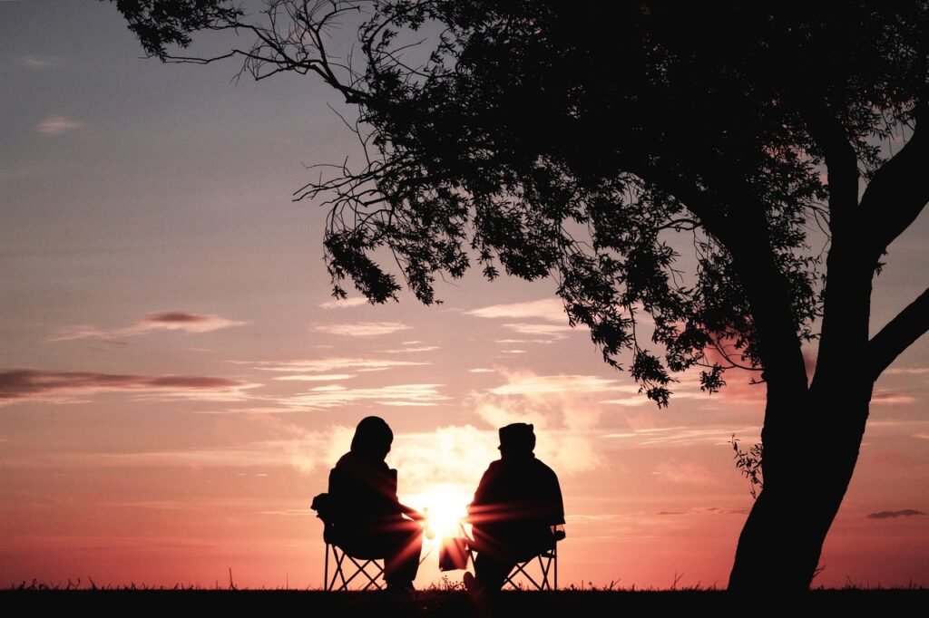 tree, plant, nature, outdoor people, couple, dating, sunset, view, sky, clouds