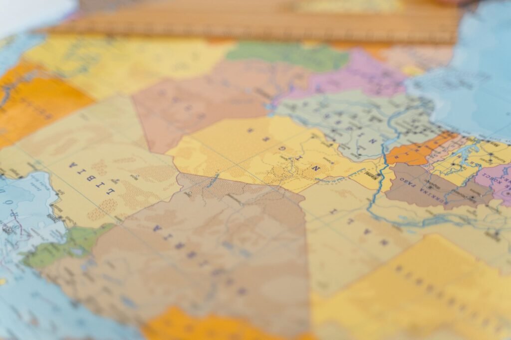 Map of Kenya with a pen marking the Nakuru area