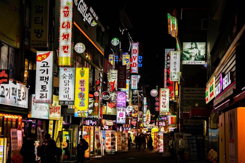 night street, republic of korea, jong-ro, sign, light, korean night, seoul, night, in the evening, neon, korea, building, str