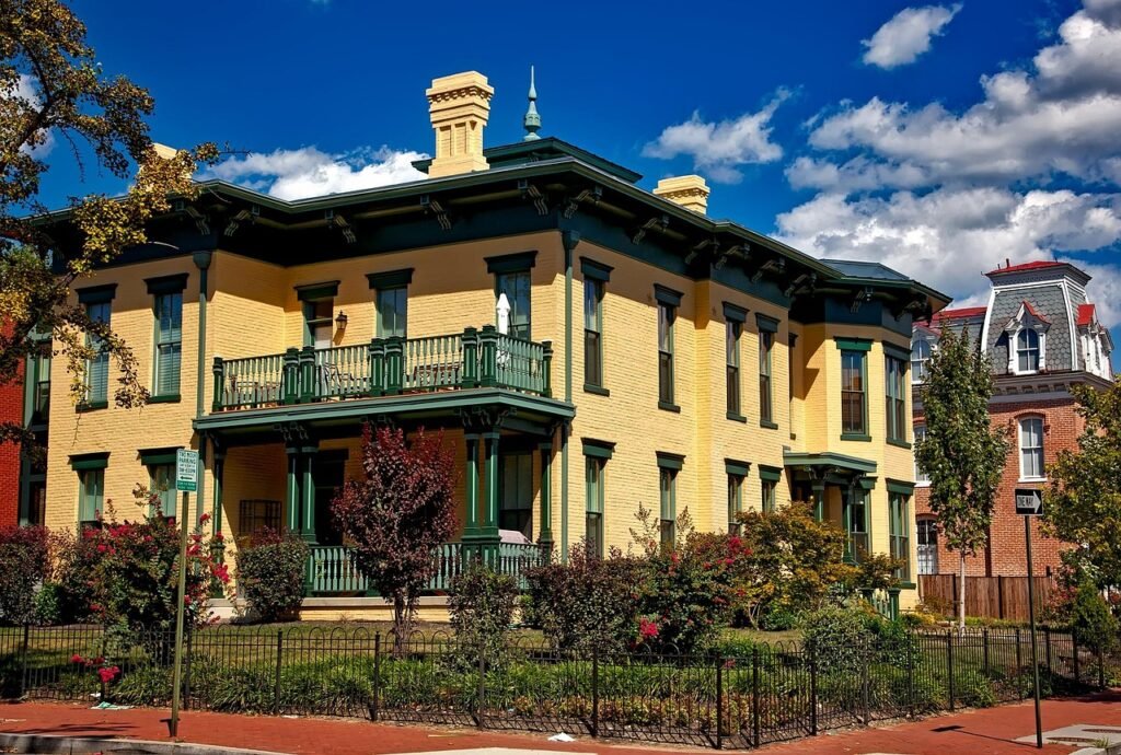 washington dc, c, ledroit, neighborhood, houses, homes, victorian, architecture, sky, nature, clouds, attractive, colorful, s