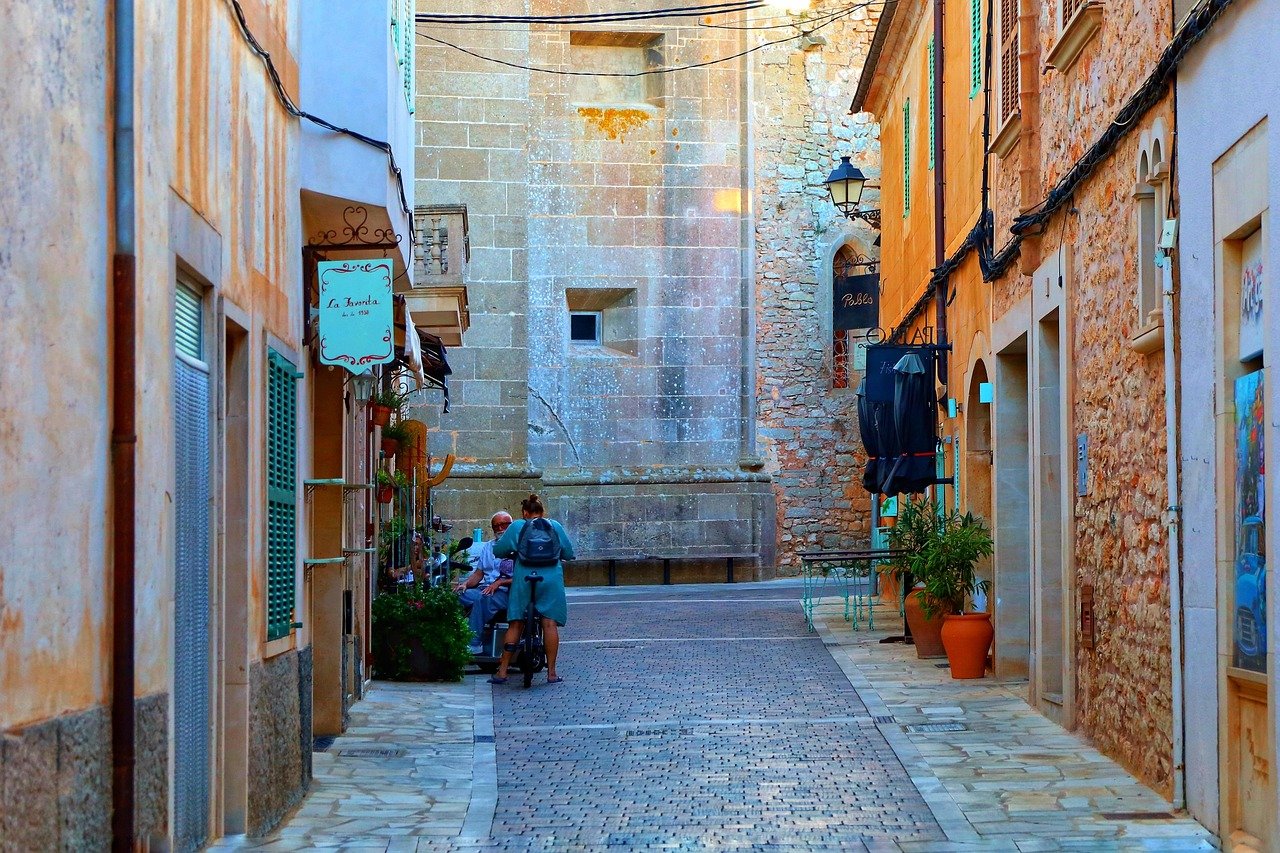 alley, city, spain, architecture, road, neighbourhood, street, backstreet