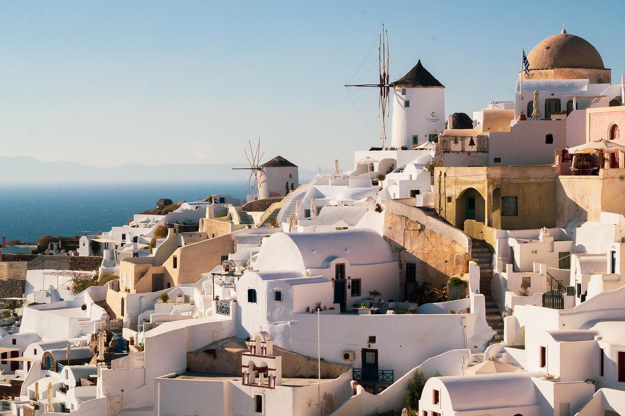 santorini, greece, buildings, houses, town, village, architecture, greek architecture, oia, sea, mediterranean, cyclades, cit