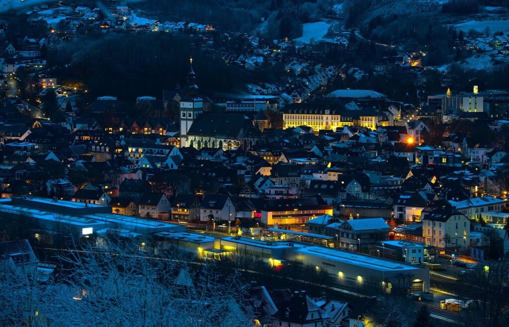 town, night, winter, village, season, north rhine westphalia, attendorn, night, night, night, night, winter, winter, winter,