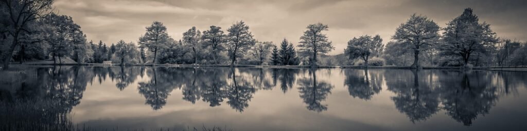panorama, landscape, reflection, lake, nature, water, lakeside, waterfront, water surface, mood, trees, water mirror, panoram